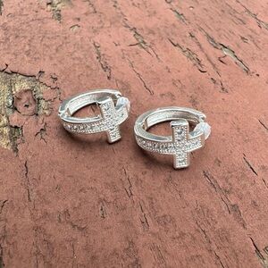 Amanda blu cross cz ear huggers